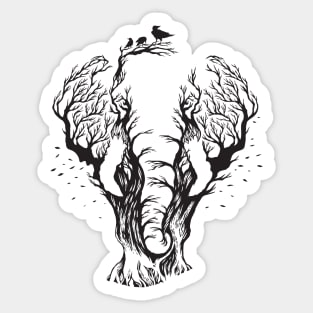 elephant with forest background Sticker